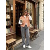 Yeokou Women Striped Knit Vest Zip Up Sleeveless Collared Sweater Vest | Stand collar full zip, ribbed stretch knit, spring autumn essential, vintage french casual trend, wash resistant stripe print(Orange)