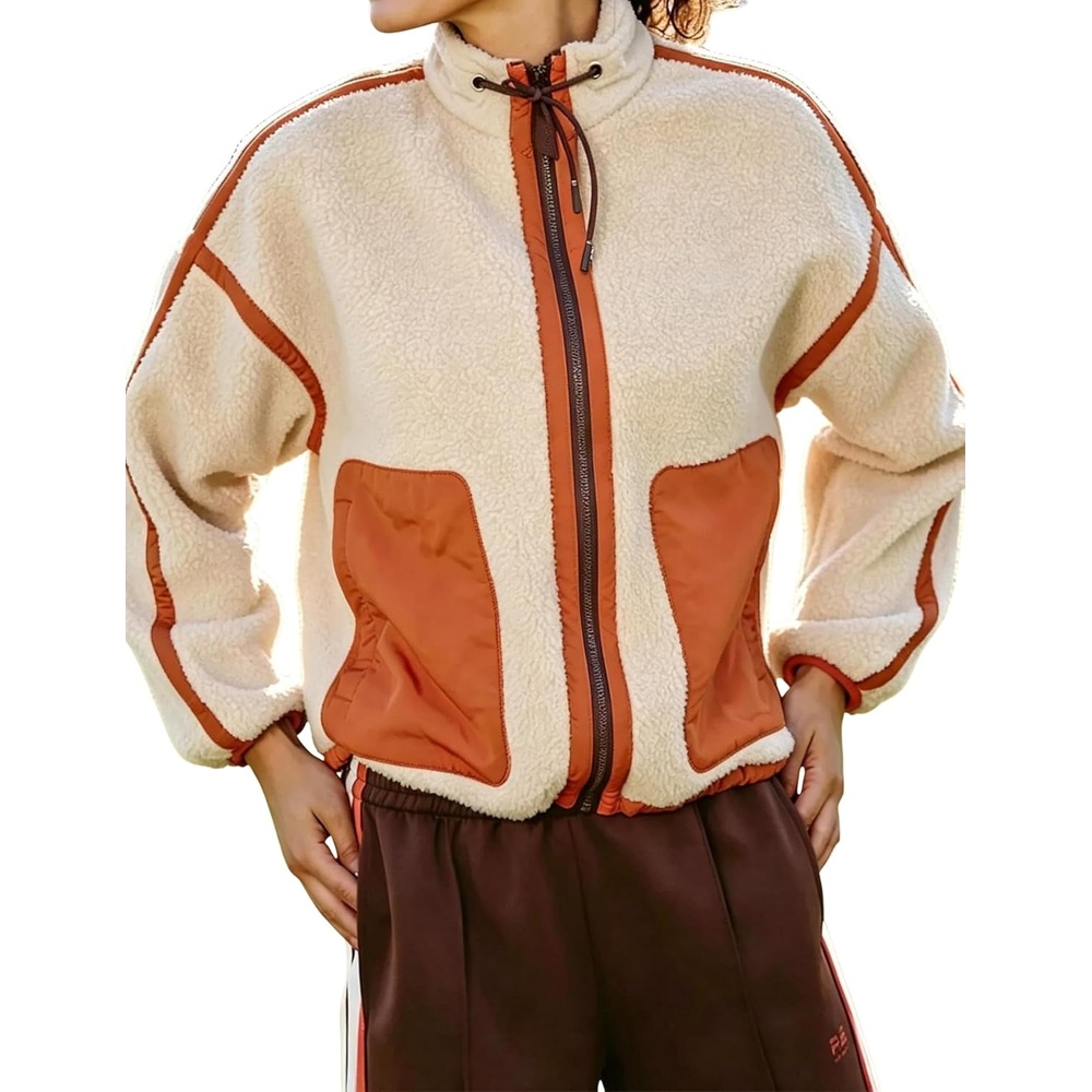 image:imageYeokou Women Sherpa Fleece Cropped Jacket Fall Winter CoatBeige