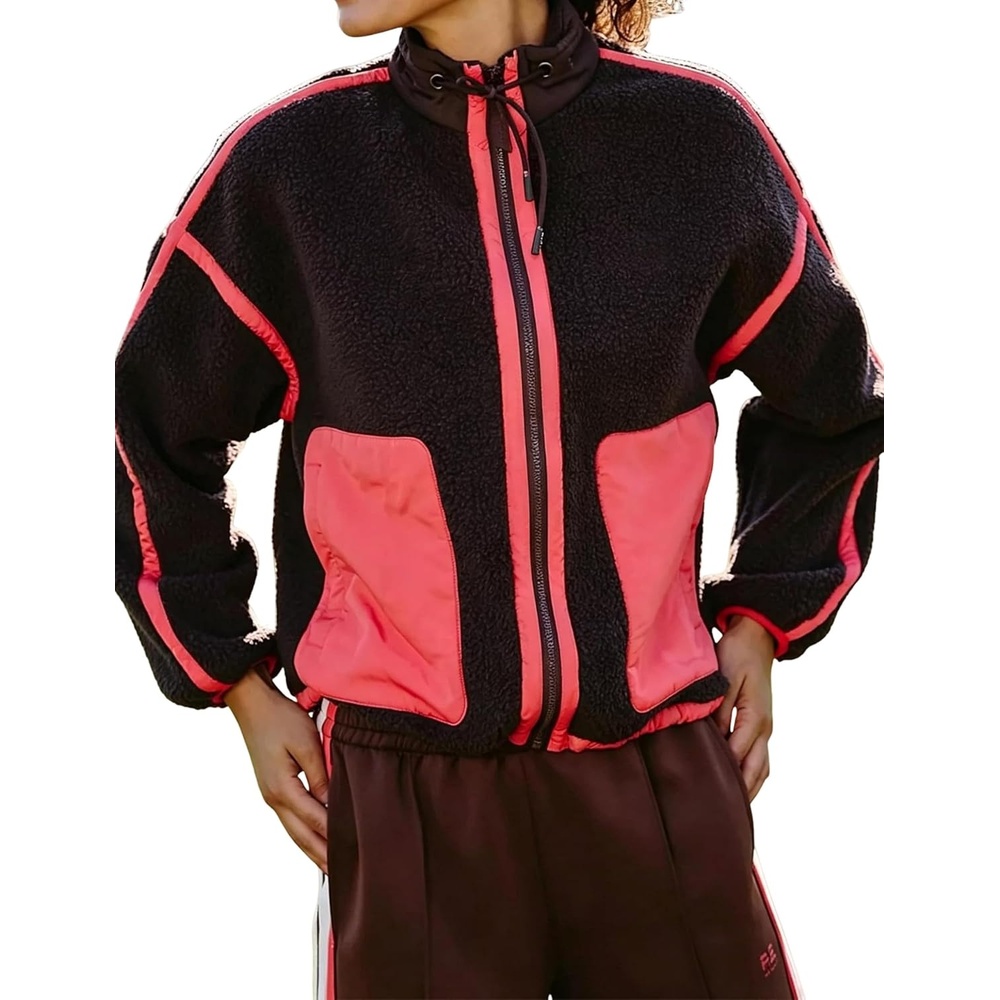 image:imageYeokou Women Sherpa Fleece Cropped Jacket Fall Winter CoatBrown