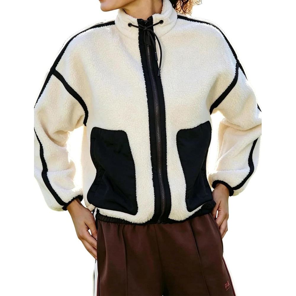 image:imageYeokou Women Sherpa Fleece Cropped Jacket Fall Winter CoatWhite