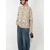 Yeokou Women Paisley Bandana Print Sweater Zip Up Knit Cardigan Jacket(Khaki)