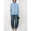 Yeokou Women Paisley Bandana Print Sweater Zip Up Knit Cardigan Jacket(Lightblue)