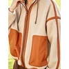 Yeokou Women Sherpa Fleece Cropped Jacket Fall Winter Coat(Beige)