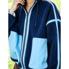 Yeokou Women Sherpa Fleece Cropped Jacket Fall Winter Coat(Blue)