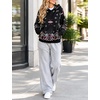 Yeokou Women’s Bandana Paisley Print Hooded Sweatshirt Knit Pullover Sweater(Black)