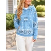 Yeokou Women’s Bandana Paisley Print Hooded Sweatshirt Knit Pullover Sweater(Blue)