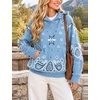 Yeokou Women’s Bandana Paisley Print Hooded Sweatshirt Knit Pullover Sweater(Bluegrey)