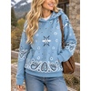 Yeokou Women’s Bandana Paisley Print Hooded Sweatshirt Knit Pullover Sweater(Bluegrey)