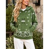 Yeokou Women’s Bandana Paisley Print Hooded Sweatshirt Knit Pullover Sweater(Green)