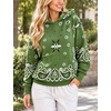 Yeokou Women’s Bandana Paisley Print Hooded Sweatshirt Knit Pullover Sweater(Green)