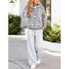 Yeokou Women’s Bandana Paisley Print Hooded Sweatshirt Knit Pullover Sweater(Grey)
