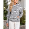 Yeokou Women’s Bandana Paisley Print Hooded Sweatshirt Knit Pullover Sweater(Grey)