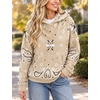 Yeokou Women’s Bandana Paisley Print Hooded Sweatshirt Knit Pullover Sweater(Khaki)