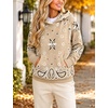 Yeokou Women’s Bandana Paisley Print Hooded Sweatshirt Knit Pullover Sweater(Khaki)