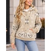 Yeokou Women’s Bandana Paisley Print Hooded Sweatshirt Knit Pullover Sweater(Khaki)