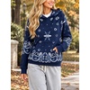 Yeokou Women’s Bandana Paisley Print Hooded Sweatshirt Knit Pullover Sweater(Navy)
