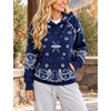 Yeokou Women’s Bandana Paisley Print Hooded Sweatshirt Knit Pullover Sweater(Navy)