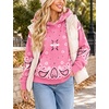 Yeokou Women’s Bandana Paisley Print Hooded Sweatshirt Knit Pullover Sweater(Pink)