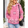 Yeokou Women’s Bandana Paisley Print Hooded Sweatshirt Knit Pullover Sweater(Pink)