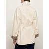Yeokou Women’s Belted Trench Coat Trendy Plaid Trim Fall Jackets(Beige)