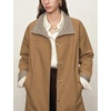 Yeokou Women’s Belted Trench Coat Trendy Plaid Trim Fall Jackets(Camel)