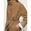 Yeokou Women’s Belted Trench Coat Trendy Plaid Trim Fall Jackets(Camel)