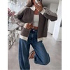 Yeokou Women’s Knit Jacket Long Sleeve Zip Up Color Block Cardigan(Grey)