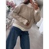 Yeokou Women’s Knit Jacket Long Sleeve Zip Up Color Block Cardigan(Khaki)