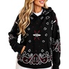 Yeokou Women’s Bandana Paisley Print Hooded Sweatshirt Knit Pullover Sweater(Black)