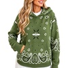 Yeokou Women’s Bandana Paisley Print Hooded Sweatshirt Knit Pullover Sweater(Green)