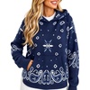 Yeokou Women’s Bandana Paisley Print Hooded Sweatshirt Knit Pullover Sweater(Navy)