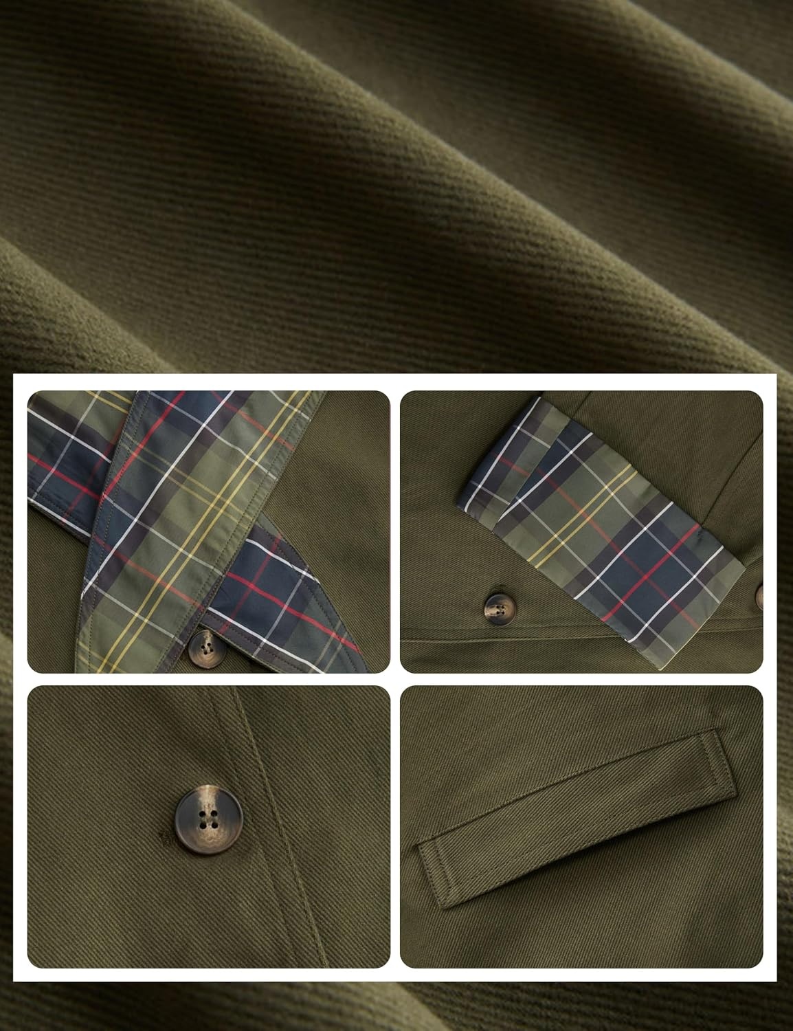 image:imageYeokou Women Oversize Trench Coat Plaid Lining Scarf Tie JacketGreen
