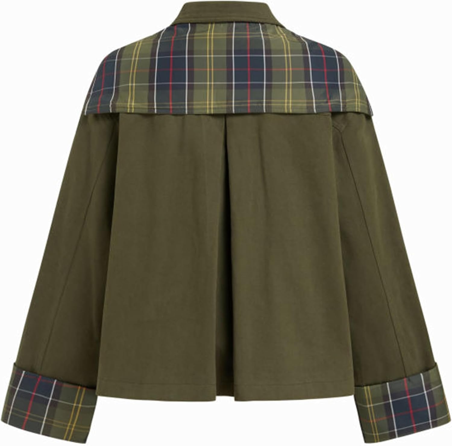 image:imageYeokou Women Oversize Trench Coat Plaid Lining Scarf Tie JacketGreen