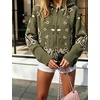 Yeokou Women Bandana Paisley Knit Hooded Jacket Trendy Full Zip Sweater(Armygreen)