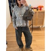 Yeokou Women Bandana Paisley Knit Hooded Jacket Trendy Full Zip Sweater(Grey)