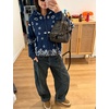 Yeokou Women Bandana Paisley Knit Hooded Jacket Trendy Full Zip Sweater(Navy)