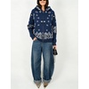 Yeokou Women Bandana Paisley Knit Hooded Jacket Trendy Full Zip Sweater(Navy)