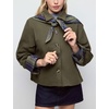 Yeokou Women Oversize Trench Coat Plaid Lining Scarf Tie Jacket(Green)