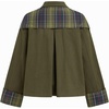 Yeokou Women Oversize Trench Coat Plaid Lining Scarf Tie Jacket(Green)