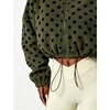 Yeokou Women’s Full Zip Fleece Jacket Polka Dot Drawstring Coat(Armygreen)