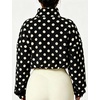 Yeokou Women’s Full Zip Fleece Jacket Polka Dot Drawstring Coat(Black)