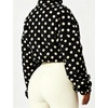 Yeokou Women’s Full Zip Fleece Jacket Polka Dot Drawstring Coat(Black)