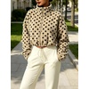 Yeokou Women’s Full Zip Fleece Jacket Polka Dot Drawstring Coat(Camel)