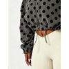 Yeokou Women’s Full Zip Fleece Jacket Polka Dot Drawstring Coat(Darkgrey)