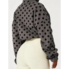 Yeokou Women’s Full Zip Fleece Jacket Polka Dot Drawstring Coat(Darkgrey)