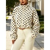 Yeokou Women’s Full Zip Fleece Jacket Polka Dot Drawstring Coat(Ivory)