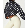 Yeokou Women’s Full Zip Fleece Jacket Polka Dot Drawstring Coat(Navy)
