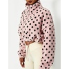 Yeokou Women’s Full Zip Fleece Jacket Polka Dot Drawstring Coat(Pink)