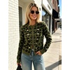 Yeokou Women’s Leopard Knit Cardigan Sweater Button Front Cropped Outwear(Armygreen)