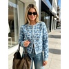 Yeokou Women’s Leopard Knit Cardigan Sweater Button Front Cropped Outwear(Blue)